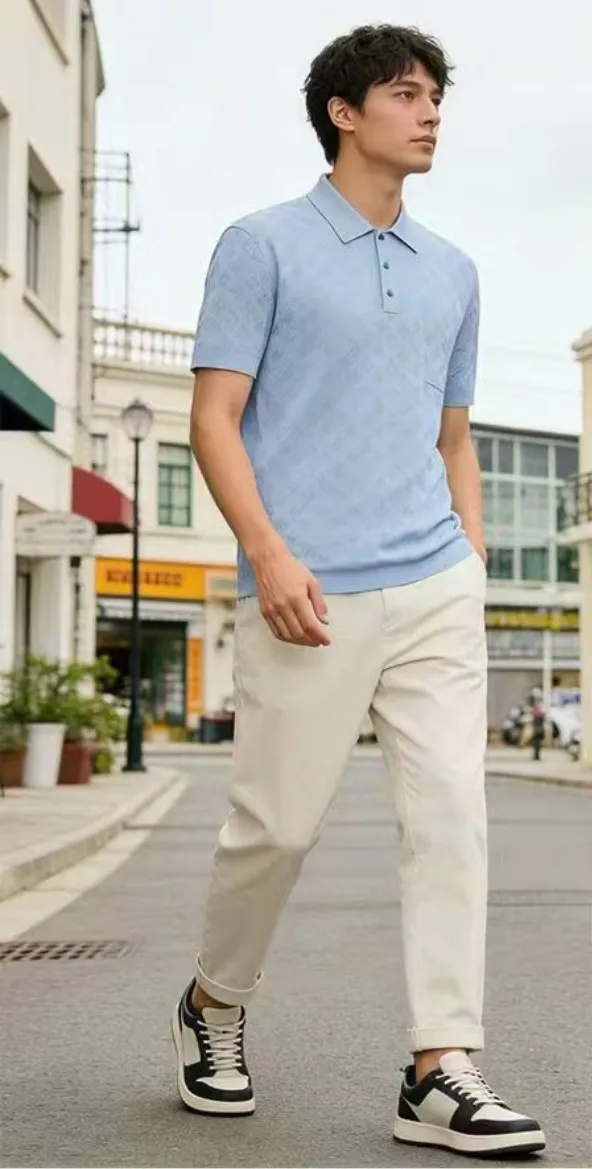 Louis Vuitton/Louis Vuitton 26ss hollow presbyopic knitted Polo short sleeves